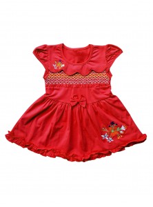Cotton dress for new born girl with flower embroidery