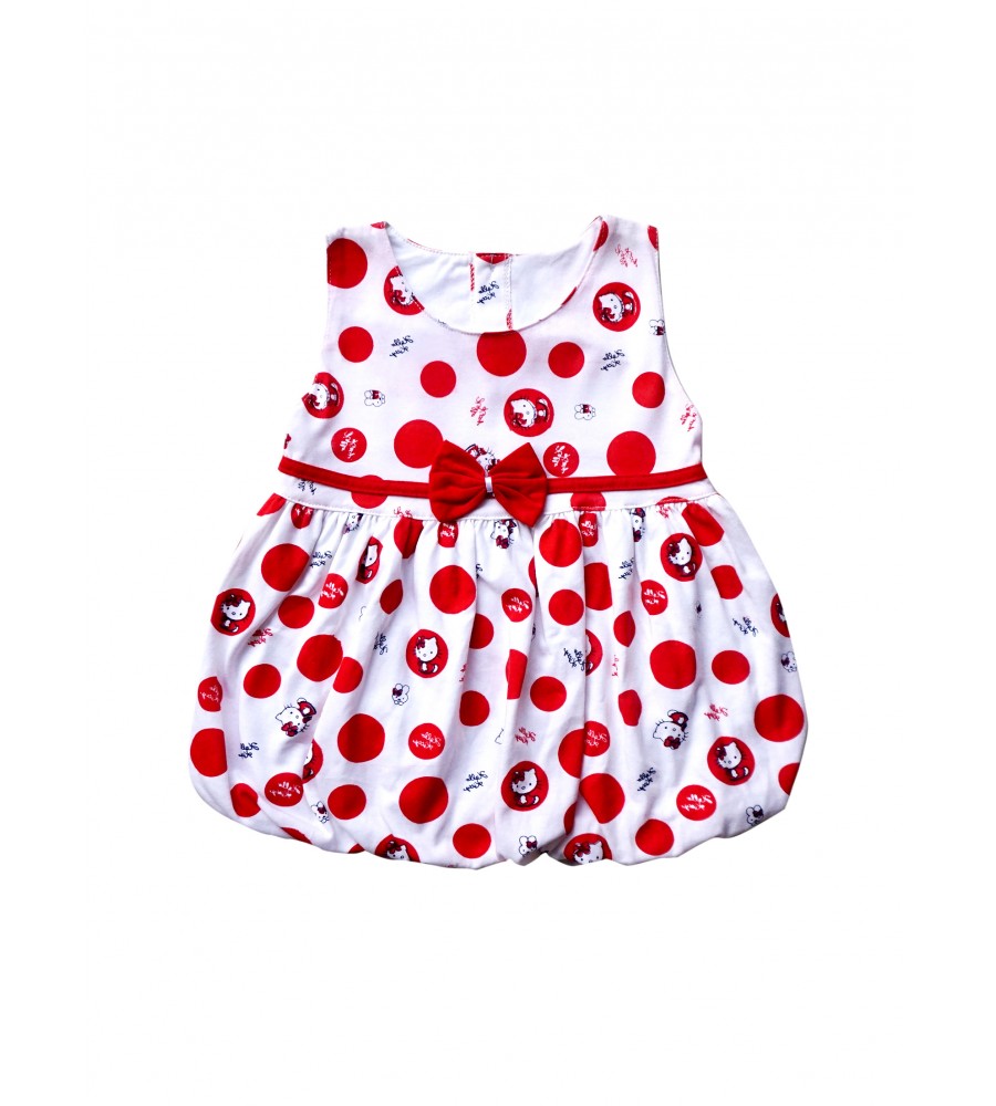 Cotton dress for new born girl with colorful dots printed